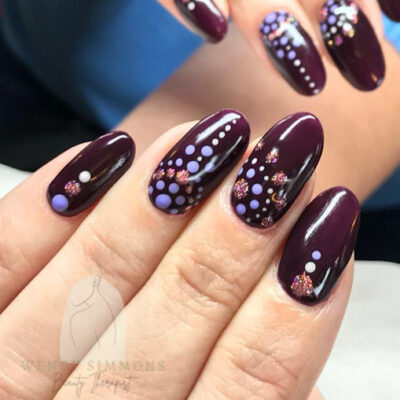 Coloured nails and dot pattern art